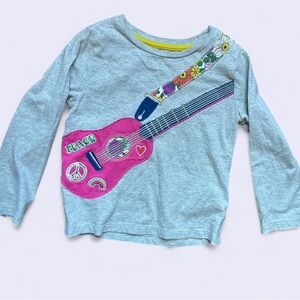 Gray Kids Shirt with Pink Guitar Design